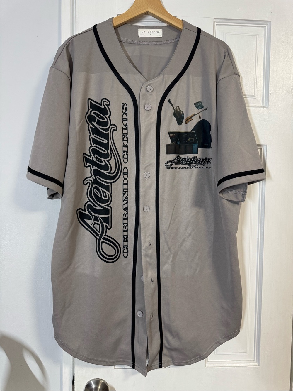 Men's Grey Button Baseball Jersey - Aventuro Graphic